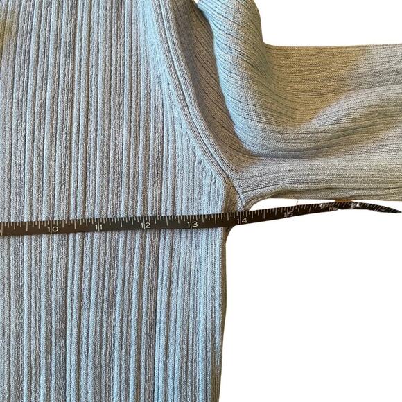 LEYDEN Blue Ribbed Knit Sweater Dress Size M Long Sleeve Collared Button Front - Picture 9 of 9